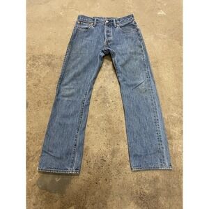 Levis 501 Jeans Mens 30x29 Medium Wash Blue Denim Straight Leg Button Fly